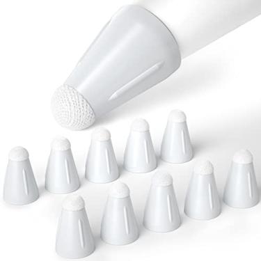 Imagem de Joosko Capa compatível com Apple Pencil Tips, capa de silicone Fber Nib [pacote com 10], capa de ponta de fibra de silicone antiderrapante silenciosa para Apple Pencil 2 geração/1ª geração (branco