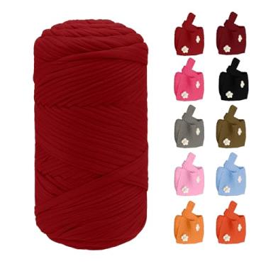 Imagem de CAMAL Fio de camiseta 400 g tecido elástico grosso fio de tricô fio de poliéster para crochê, 130 jardas camiseta fio iniciante para crochê faça você mesmo bolsa de artesanato cobertor almofada