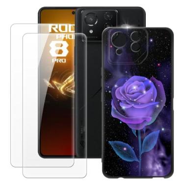 Imagem de MILEGOO Capa para Asus Rog Phone 8 Pro + 2 peças protetoras de tela de vidro temperado, capa ultrafina de silicone TPU macio à prova de choque para Asus Rog Phone 8 Pro (6,7 polegadas) rosa