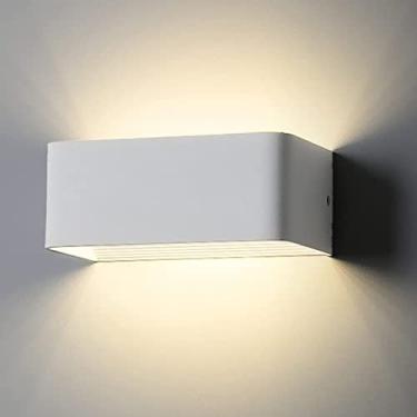 Imagem de Luminária de parede moderna de alumínio, arandelas de parede internas, luminária retangular LED, luminária de parede para quarto, sala de estar, lanterna de parede (cor: branca), luminária de