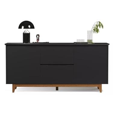 Imagem de Aparador Buffet Moderno Armário 2 Portas 2 Gav Cor - Rede M (Preto)