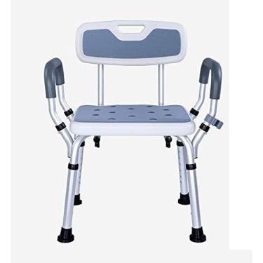 Imagem de Cadeiras de banho para idosos com braços e banco de chuveiro traseiro, auxiliares de chuveiro para deficientes e adultos, assentos de chuveiro antiderrapante assento de chuveiro com altura a