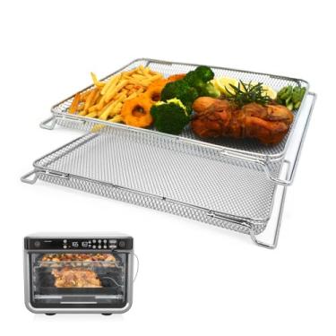 Imagem de KINLYBO 2 peças de cesta de forno de fritadeira a ar, bandejas de aço inoxidável de substituição para Ninja Foodi DT201 DT251 10 em 1 Smart XL Air Fryer Forno, acessórios de cesta de desidratação de