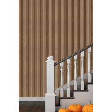 Imagem de weiseni Papel de parede de madeira para descascar e colar 45 cm x 299 cm Papel de parede autoadesivo de madeira papel de contato efeito 3D papel de parede de grade de madeira removível papel de parede listrado de madeira natural