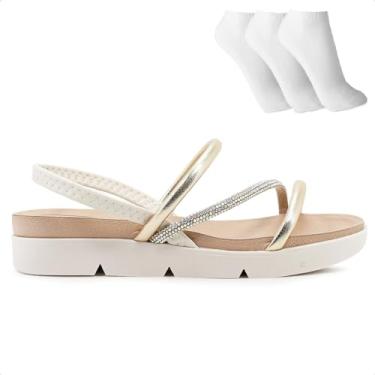 Imagem de Sandália Beira Rio Flatform Feminina 8387.530 37 Bco/dourado