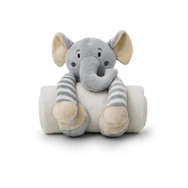 Imagem de COBERTOR BEBE E BICHINHO DE PELUCIA ELEFANTINHO CINZA