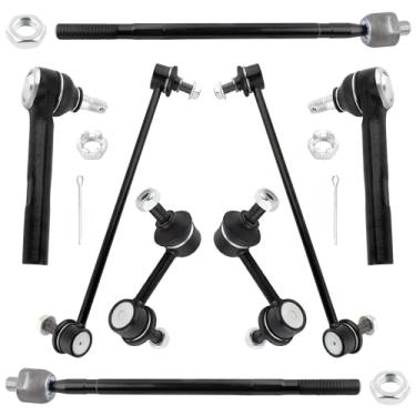 Imagem de WEDOAUTO Conjunto de 8 peças de terminais de barra estabilizadora traseira dianteira + conjunto de elos de barra estabilizadora traseira dianteira apto para Nissan Quest 2004 2005 2006 2007 2008 2009