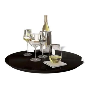 Imagem de Prato Giratorio Sobrepor Centro de Mesa Balharina Tampo de Vidro Base em MDF 45cm (Preto)