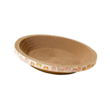 Imagem de IEUDNS Arranhador de gato de papelão, tábua de arranhar redonda, suprimentos para animais de estimação, de gato dormindo, cama de gato, Grande