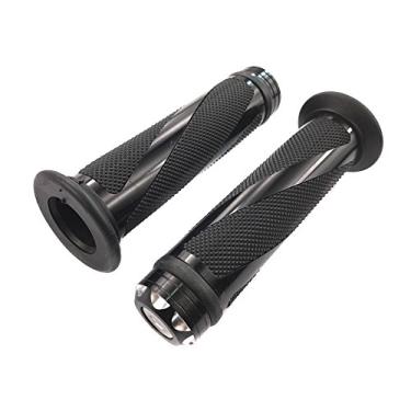 Imagem de MYK Powersports Grips Universal Fit Alumínio e Borracha Macia Conjunto de Pegas de Motocicleta para guidão de 22 mm, Preto