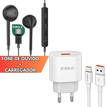 Imagem de Fone de Ouvido + Carregador Turbo Tipo C Para Samsung A34 A35 A54 A55 