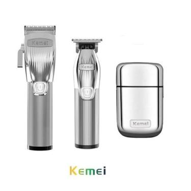 Imagem de Maquina de Corta Cabelo Profissional km k32 + Acab i32 + tx1 - Kemei 