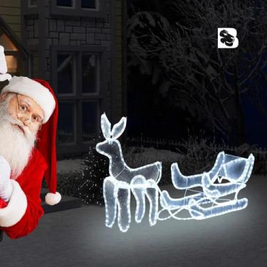 Imagem de Armação de Rena com Trenó Natalina Com Luzes de Led 127 ou 220v Resist