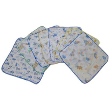 Imagem de Fraldinha De Boca Estampada Luxo 33x33 Com Crochê Kit C/ 10 - Dugu, Ma