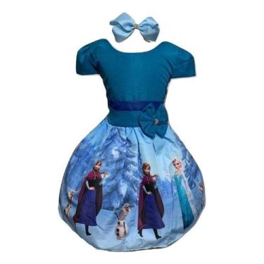 Imagem de Vestido Temático Frozen Azul - Pequenos Encantos Baby, Azul, PP 0/1 AN