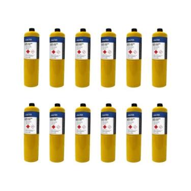 Imagem de Kit 12un Cartucho Gás Mapp para Maçarico 400g ONU1077 Classe 2.1 Propi