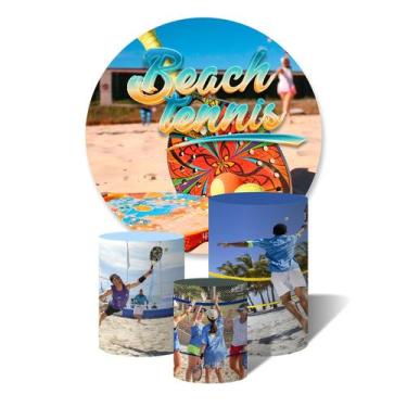 Imagem de Trio de Capas Cilíndricas + Painel Redondo Sublimado c/ Elástico Beach