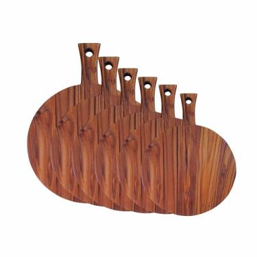 Imagem de Kit Tábua para Pizza Redonda com Cabo em Madeira Teca Maciça com Óleo Mineral - Tamanhos Variados Cor:NATURAL;Tamanho:ÚN