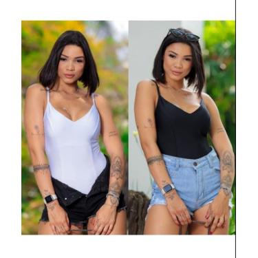 Imagem de Body Cavado Colan Lycra Maiô Moda Tendência Alça Fina Feminina look Bo