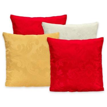 Imagem de Capa de Almofada Jacquard Adamascado Natalina 40cm x 40cm Luxo c/ Zípe
