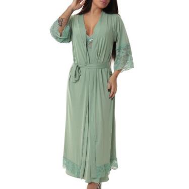 Imagem de Kit Camisola Longa de Amamentação com Robe Longo Maternidade - donna, 