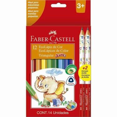 Imagem de Ecolapis Jumbo Triangular 12 Cores + 2 Fsc Faber Castell - FABER-CASTE