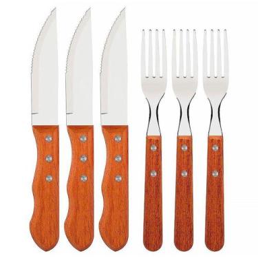 Imagem de Conjunto de 6 Talheres Jumbo Wooden para Churrasco CO0544534 - Fratell