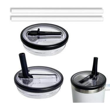 Imagem de Pacote com 2 tampas de copo de substituição de 1,134 g compatível com Stanley Quencher, tampas de copo resistentes a respingos à prova de vazamento, capa reutilizável para copo Stanley (preto)