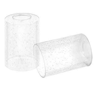 Imagem de Voguad Abajur de vidro transparente com cilindro de vidro sementeado pacote com 2, cobertura globo de substituição para lustre Arandela, encaixe de 3,5 cm