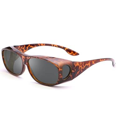 Imagem de Vepiant Óculos de sol de visão noturna para homens e mulheres, lentes polarizadas para dirigir, com proteção envolvente, ajuste sobre prescrição, antirreflexo, Lente preta com armação Tortie, Medium