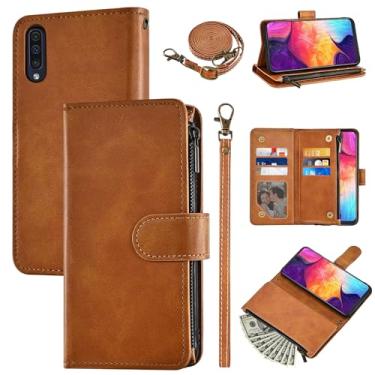 Imagem de Furiet Capa carteira para Samsung Galaxy A50 A50S A30S com alça de pulso e alça de ombro de couro flip elegante 6+ suporte de cartão acessórios para celular capa para celular A 50 50S 30S S50 50A SM