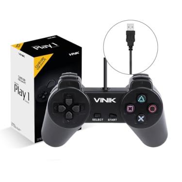 Imagem de Controle USB para PC Joystick Manete Usb Para Computador Notebook Modelo Ps1/Playstation 1 Classic Preto Retrô