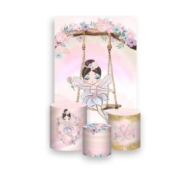 Imagem de Painel De Festa Vertical 1,50 x 2,20 + Trio De Capas Cilindro - Fada M