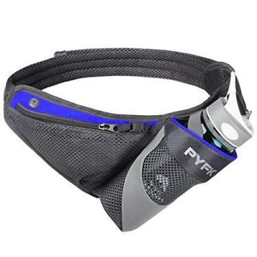 Imagem de PYFK Cinto de corrida hidratante com suporte para garrafa de água para homens e mulheres, pochete refletiva (azul)
