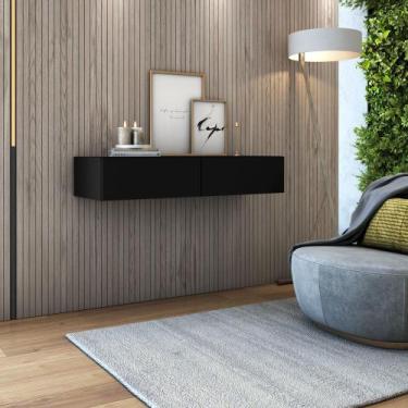 Imagem de aparador buffet c/ 2 gavetas suspenso aereo parede eros 90cm para cant