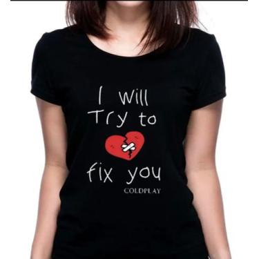 Imagem de Camiseta Feminina Coldplay Fix You Baby Look Show Brasil - SEMPRENALUT