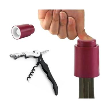 Imagem de Kit Tampa Pressão à Vacuo e Saca Rolhas Abridor de vinhos - Unyhome