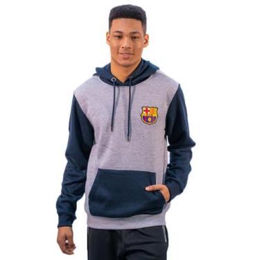 Imagem de Blusão de Moletom Barcelona Mescla C/ Capuz - Balboa, M, Cinza, Azul e