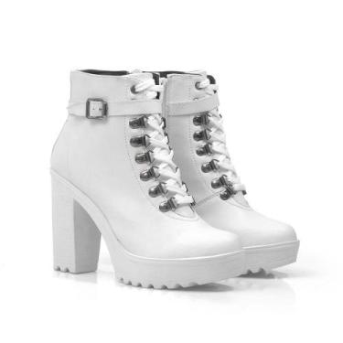 Imagem de Bota Coturno Feminina Tratorada Salto Alto Conforto Estilo - Sender Sh