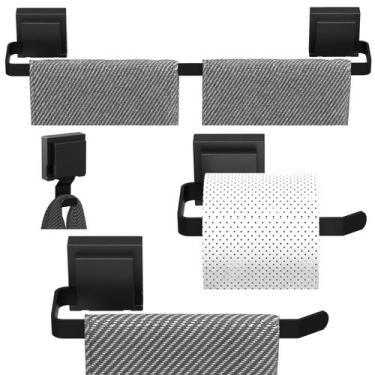 Imagem de Kit de Acessórios Para Banheiro Ventosa Preto 4 Peças UN.Max - Unidas