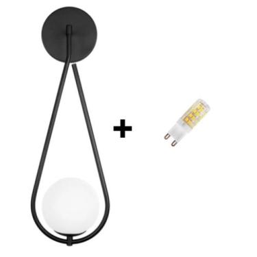 Imagem de Luminária Parede Arandela Banheiro Quarto Preto + Lâmpada - Jabuticaba