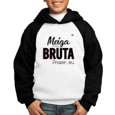 Imagem de Moletom Infantil Meiga meio bruta - Foca na Moda, Branco, Preto, 14