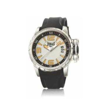 Imagem de Relógio Pulso Everlast Masculino Aço Silicone Preto E39530, Branco
