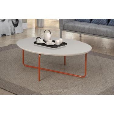 Imagem de Mesa de Centro Viena Oval 90 x 70cm Pé Cobre - C&M DECOR