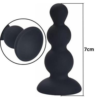 Imagem de Plug Anal Preto Escalonado com Ventosa Macio no Tamanho P - Aphrodisia