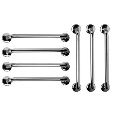 Imagem de Barra de Apoio Aço Inox 60cm Kit 7 Unidades Banheiro Box Acessibilidade Segurança Idoso Parede Corrimao Suporte Escada