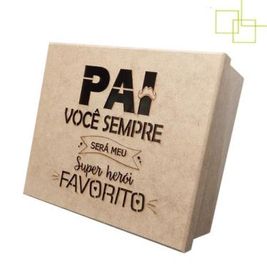 Imagem de Caixa Decorada Presente Dia dos Pais Super Heroi Favorito 23x19x8 - Ex