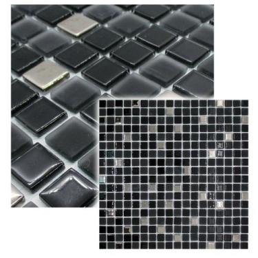 Imagem de Pastilha de Vidro Para Motorhome Efeito Metalizado Preto e Fosco 30x30
