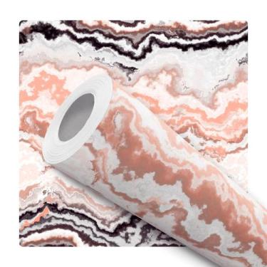 Imagem de Papel de Parede Adesivo Rocha Sedimentar Terracota Preto Abstrato Quar