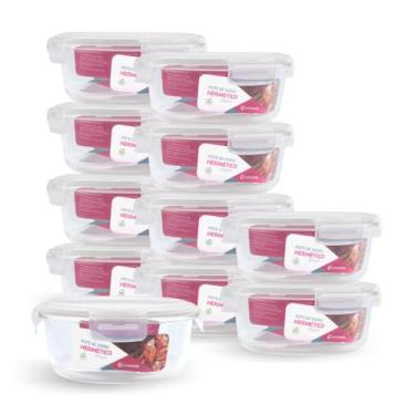 Imagem de Kit 11 Potes de Vidro Redondo com Tampa Hermética 950ml (Branco)